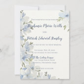 Invitation Fleurs aquarelles texturées en bleu et vert (Devant)