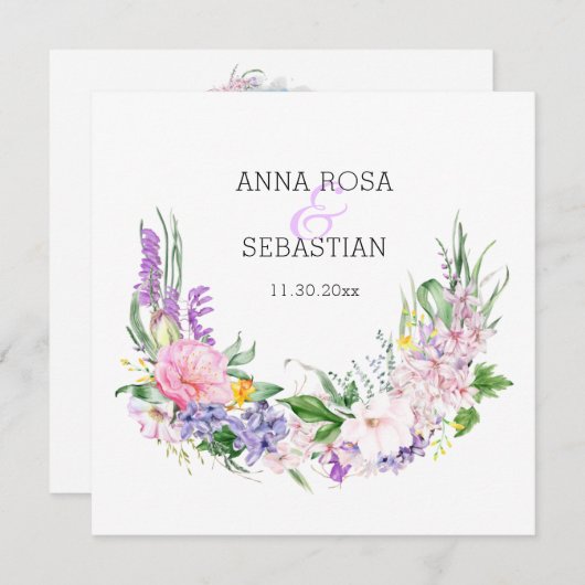 Invitation *~* Fleurs AR12 QR RSVP Mariage PHOTO (Devant / Derrière)