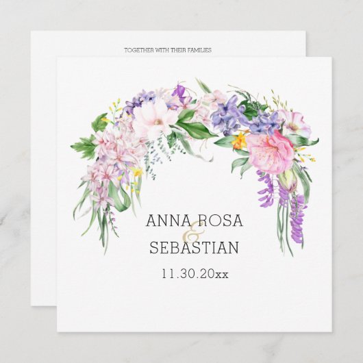 Invitation *~* Fleurs AR15 QR RSVP Boho Mariage (Devant / Derrière)