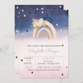 Invitation Fleurs arc-en-ciel Boho Stars Ombre Baby shower (Devant / Derrière)