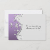 Invitation Fleurs argentées Ornat Violet Lavande RSVP (Dos)