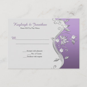 Invitation Fleurs argentées Ornat Violet Lavande RSVP