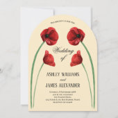 Invitation Fleurs arquées de coquelicot rouge Mariage moderne (Devant)
