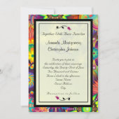 Invitation Fleurs Art Déco multicolores Mariage Abstrait (Devant)