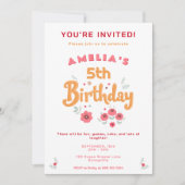Invitation Fleurs artisanales Fleurs florales Fille's Birthda (Devant)