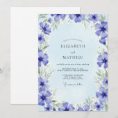 Invitation Fleurs Artistiques de Mariage Pervenche (Devant / Derrière)