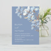 Invitation Fleurs Artistiques Or Bleu (Debout devant)