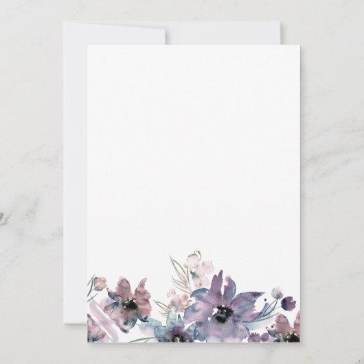 Invitation Fleurs Artistiques Peintes Réception de Mariage Ju (Dos)