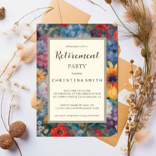 Invitation Fleurs artistiques Vintage Floral Retraite Party