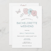 Invitation Fleurs Artsy Butterfly Bachelorette Party Week-end (Devant / Derrière)