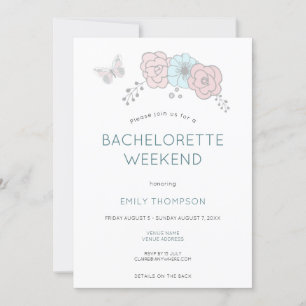 Invitation Fleurs Artsy Butterfly Bachelorette Party Week-end