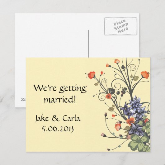 Invitation Fleurs Assorties (Devant / Derrière)