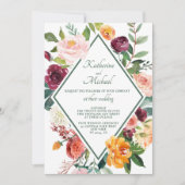 Invitation Fleurs Automatiques Rustiques Mariage Vert Sage (Devant)