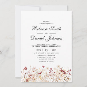 Invitation Fleurs Automnales Élégantes pour un Mariage Champê