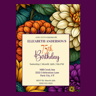 Invitation Fleurs Automnales Opulentes 75e Anniversaire