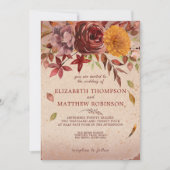 Invitation Fleurs Automnales Rustiques Bourru Mariage d'Autom (Devant)