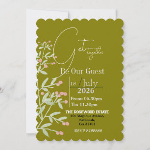 Invitation Fleurs avec carton d'invitation de réunion verte
