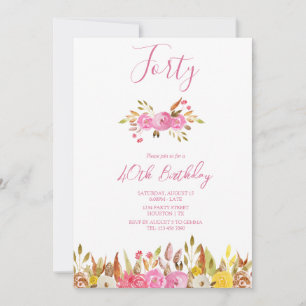 Invitation Fleurs Avec Un Peu De Fête D'Anniversaire