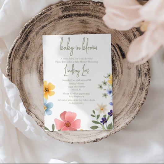 Invitation Fleurs Baby in Bloom pour une Baby Shower