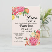Invitation Fleurs Baby shower Ciao Bébé (Debout devant)