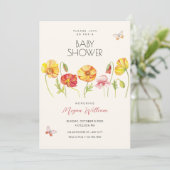 Invitation Fleurs baby shower esthétique (Debout devant)