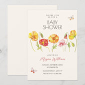 Invitation Fleurs baby shower esthétique (Devant / Derrière)