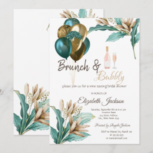 Invitation Fleurs Ballons Brunch & Bulles Enterrement de Vie