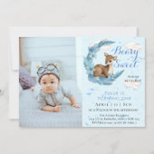 Invitation Fleurs Bambi Brown Mignonnes Nuages 1er anniversai (Devant)