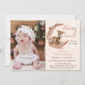 Invitation Fleurs Bambi Brown Mignonnes Nuages 1er anniversai (Devant)