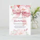 Invitation Fleurs bébé en fleur arc rose Baby shower (Debout devant)
