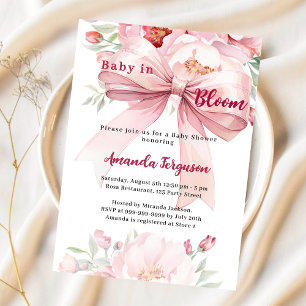 Invitation Fleurs bébé en fleur arc rose Baby shower