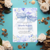 Invitation Fleurs bébé en fleur bleu garçon Baby shower
