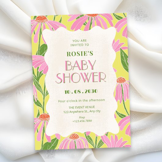 Invitation Fleurs bébé shower florale