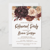Invitation Fleurs beiges Brown Fête de retraite Florale (Devant)