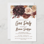 Invitation Fleurs beiges Brown Floral Graduation Party (Devant)