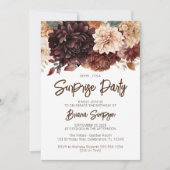 Invitation Fleurs beiges Brown Surprise Anniversaire (Devant)