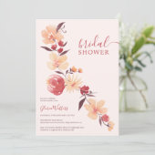 Invitation Fleurs beiges en terre cuite moderne tombent douch (Debout devant)