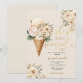 Invitation Fleurs beiges Fête des mariées de glace estivale (Devant / Derrière)