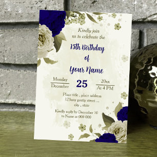 Invitation Fleurs beiges royales fête botanique