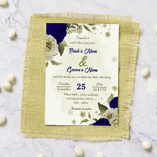 Invitation Fleurs beiges royales mariage botanique