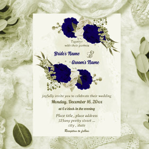 Invitation Fleurs beiges royales mariage botanique