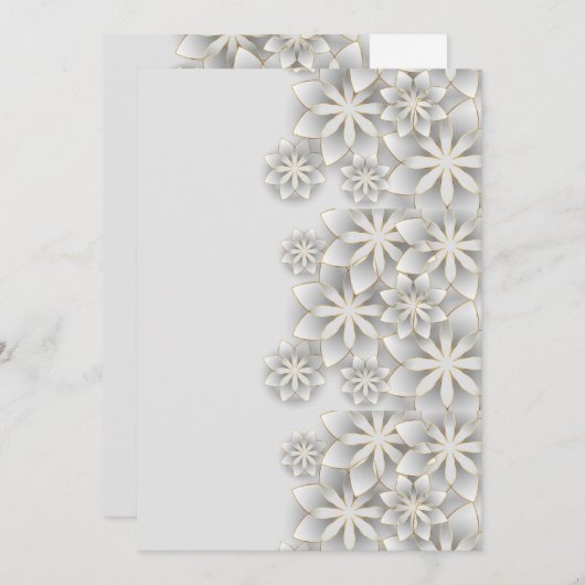 Invitation Fleurs blanches 3d (Devant / Derrière)