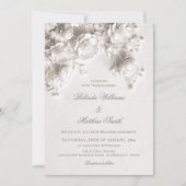 Invitation Fleurs blanches 3D Mariage vintage (Devant)