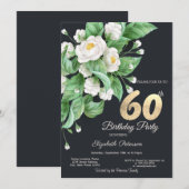 Invitation Fleurs blanches 60 ans (Devant / Derrière)