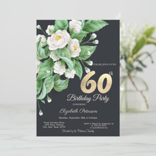 Invitation Fleurs blanches 60e anniversaire (Debout devant)