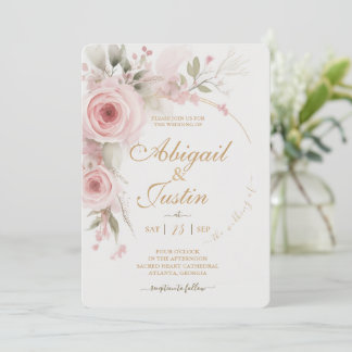 Invitation Fleurs blanches à fleurs rose pâle