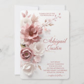 Invitation Fleurs blanches à fleurs rose pâle (Devant)
