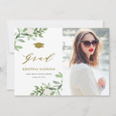 Invitation Fleurs Blanches Aquarelle Verdure Diplôme (Devant)