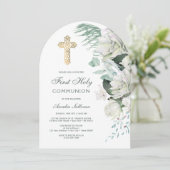 Invitation Fleurs blanches Arc de verdure Première communion (Debout devant)