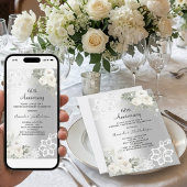 Invitation Fleurs blanches argentées 60e anniversaire de mari